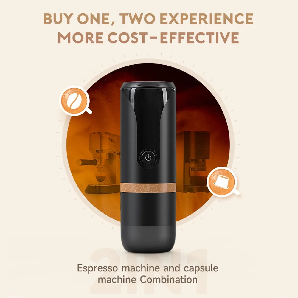 Portable Espresso Machine 9 Bar Pressure Rechargeable Travel Coffee Maker E218463