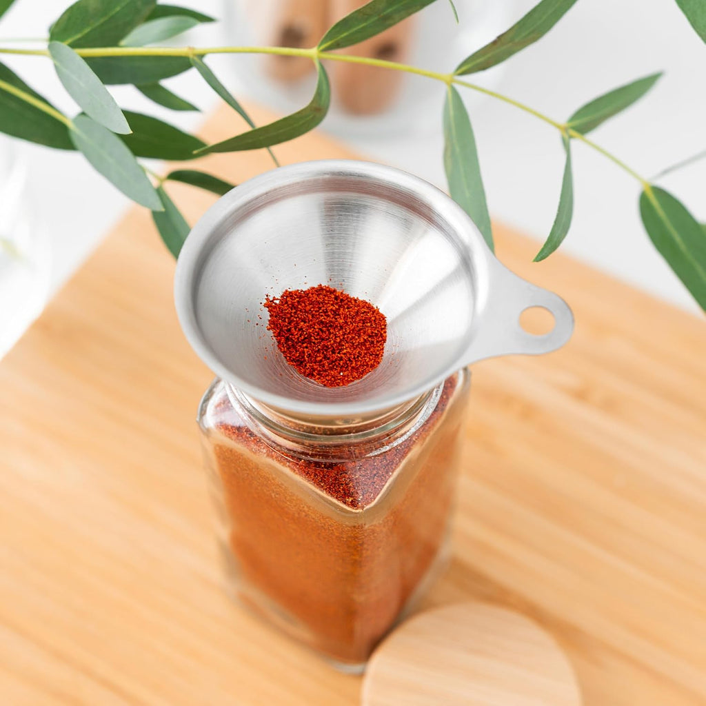 Glass Spice Jars with Bamboo Lid, 4oz Empty Seasoning Containers with Labels O351897
