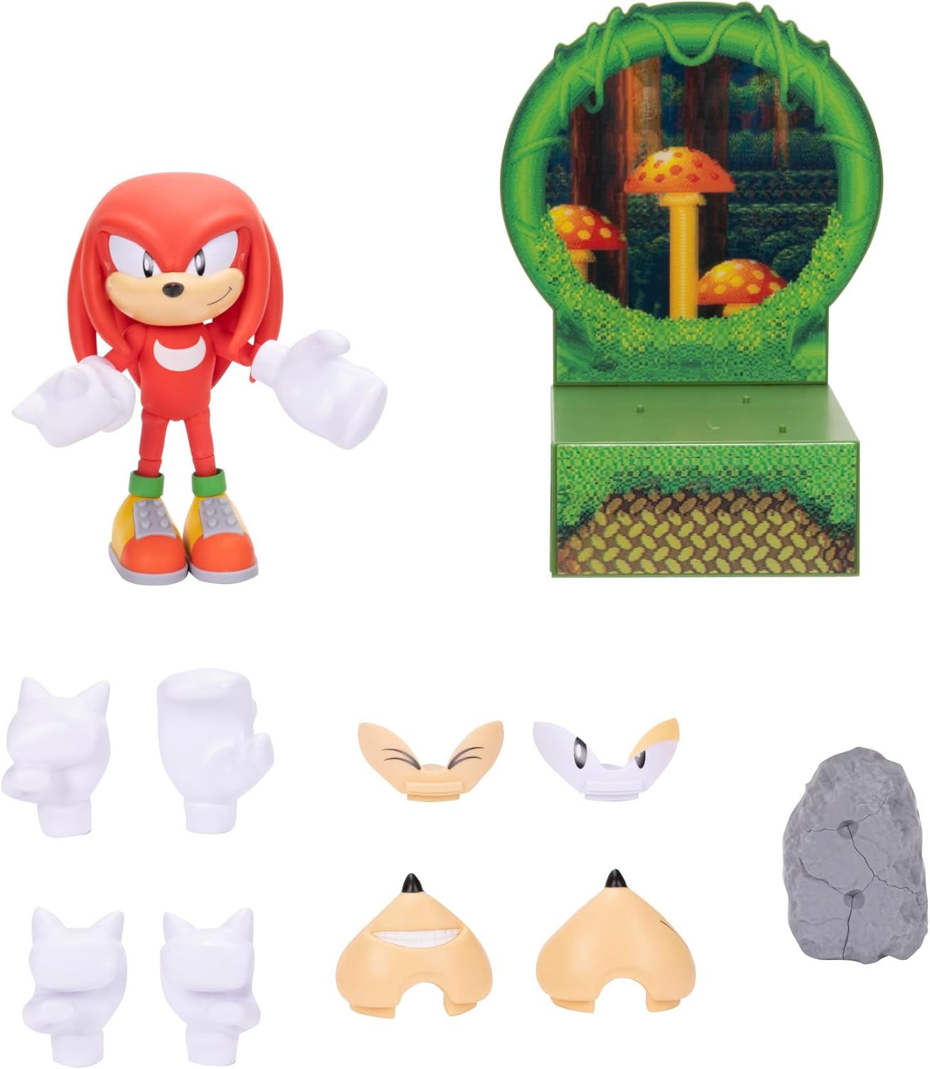 Knuckles Action Figure with Customizable Face Expressions and Holographic Display Base V879098