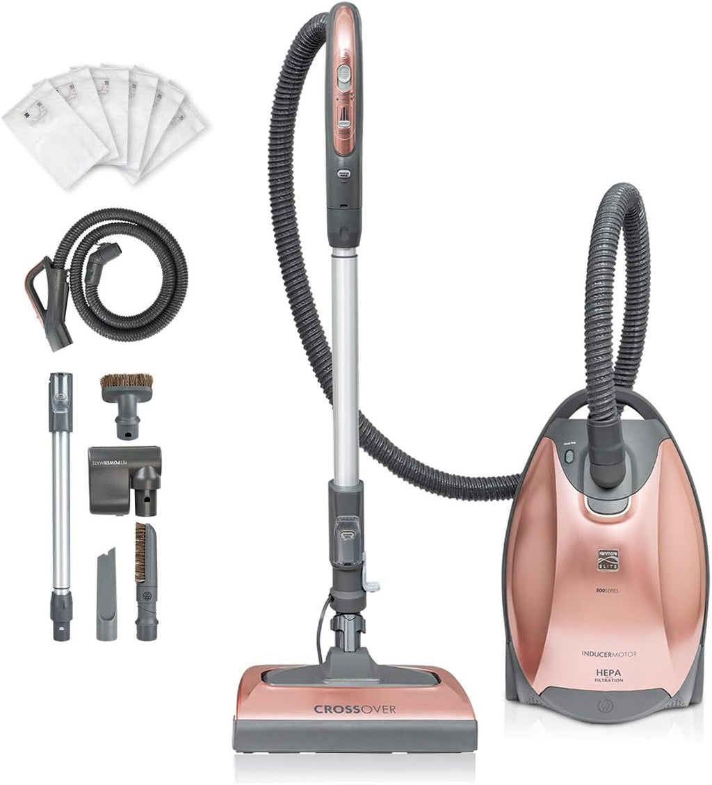 Lightweight Bagged Canister Vacuum Cleaner with HEPA and Retractable Cord Q589816