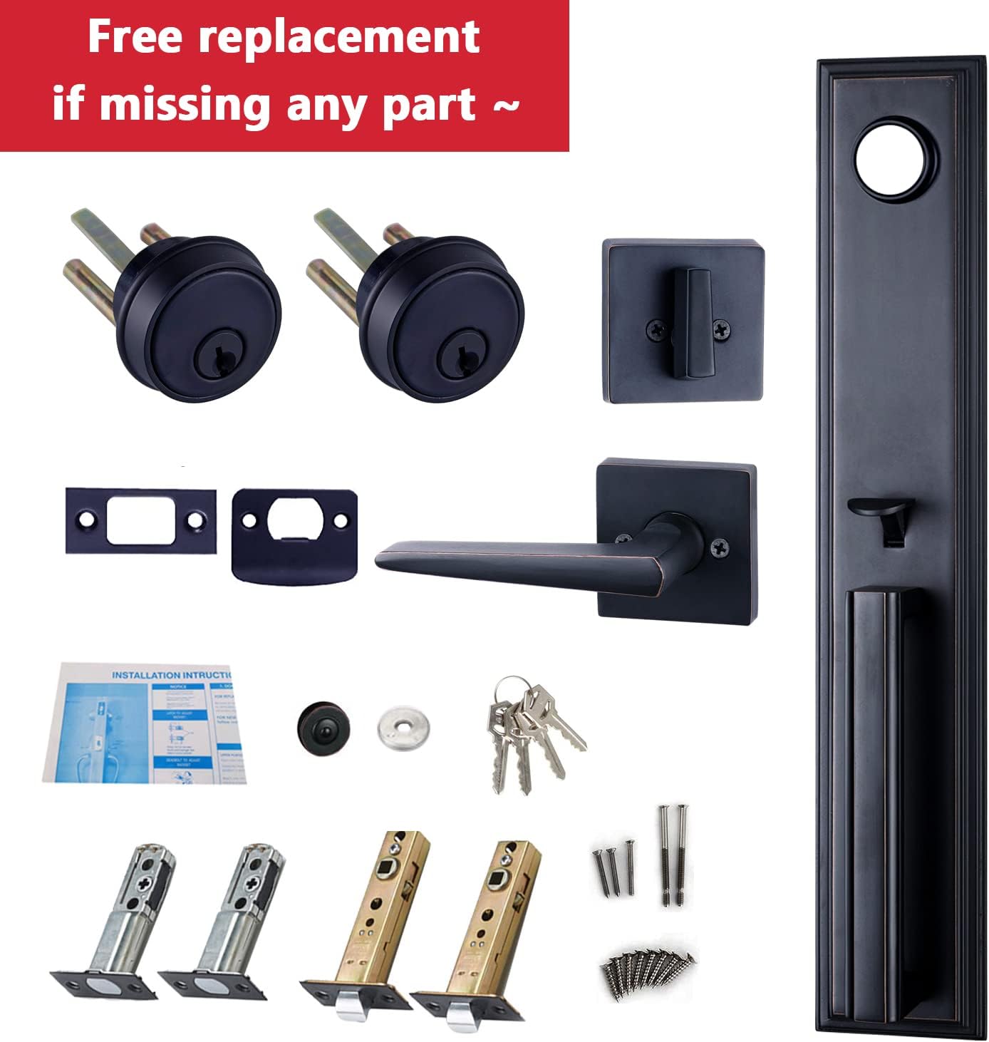 Double Door Handleset for Front Door, Aged Bronze Finish N347693