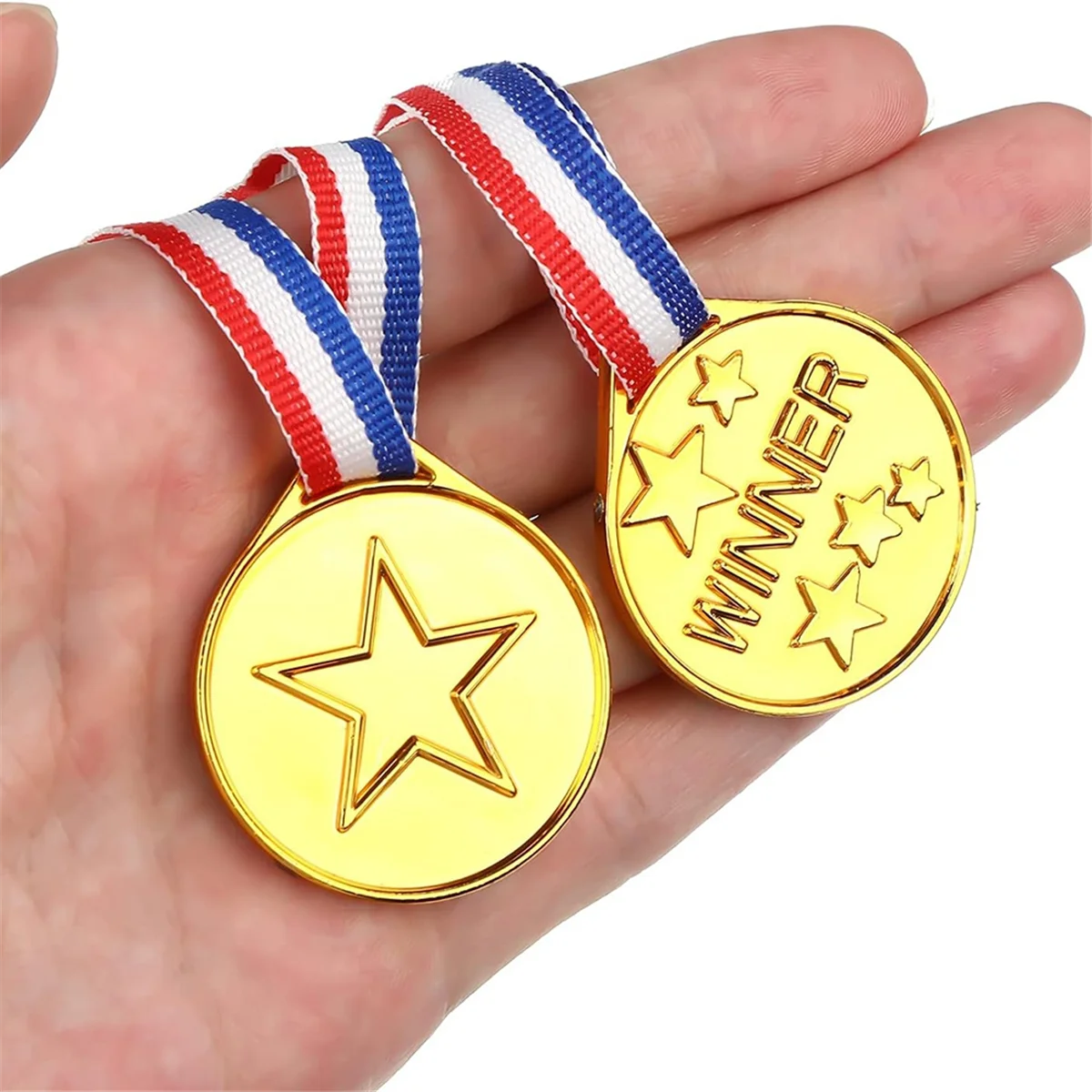 Gold Plastic Winner Medals for Kids Sports Competition Party Favors X81897