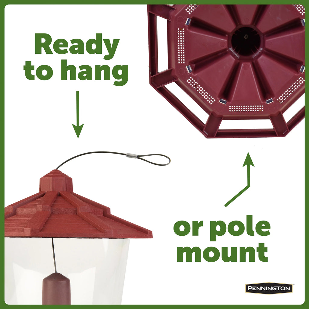 Red Recycled Plastic Wild Bird Hopper Feeder, 7 lb, 2 Pack K418