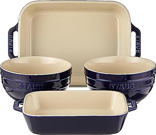Ceramic 4-Piece Baking Dish and Bowl Set - White T177017
