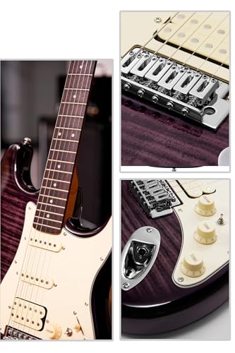 Electric Guitar with Coil-Split, Roasted Maple Neck, HSS Pickups, Beginner Kit with Amp and Bag C21096
