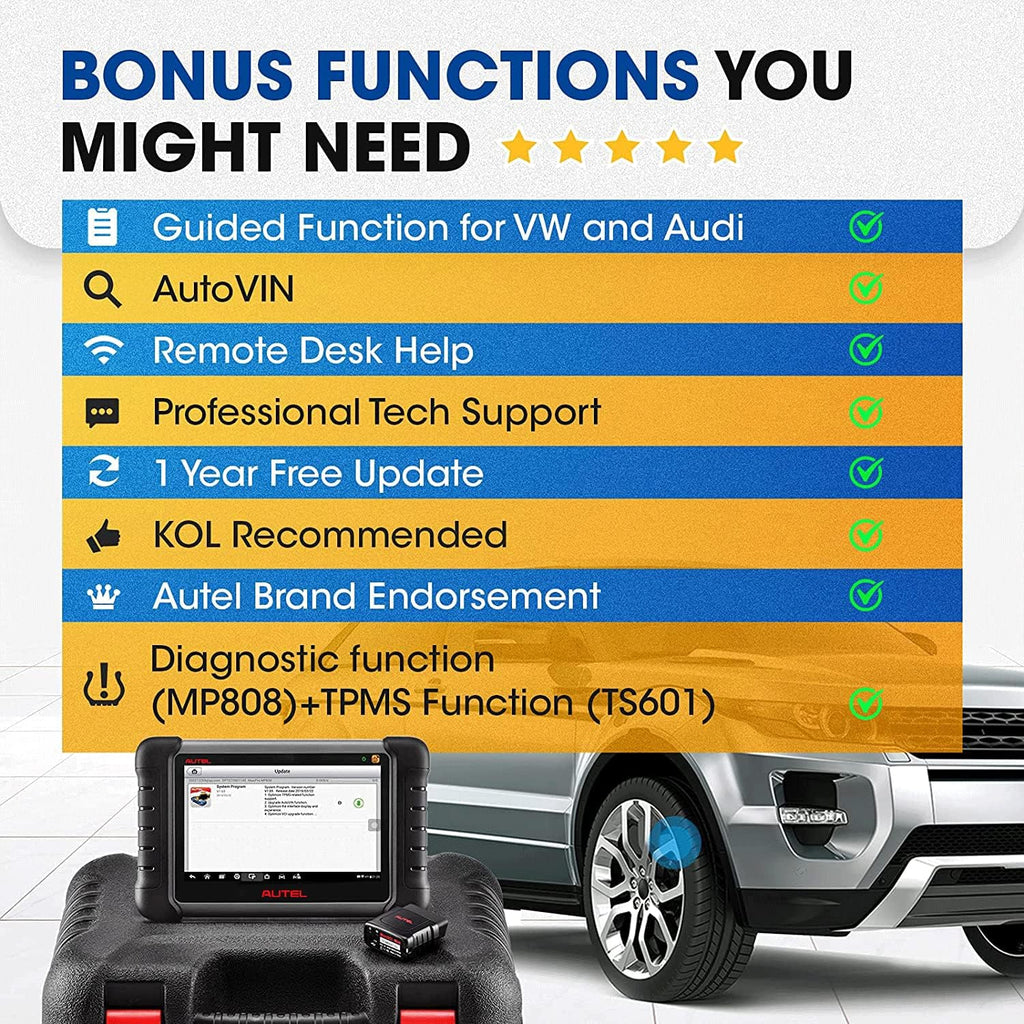 Autel MaxiPRO MP808TS, Full TPMS Service Diagnostic Scanner with 30+ Special Functions and Wireless BT Y8712
