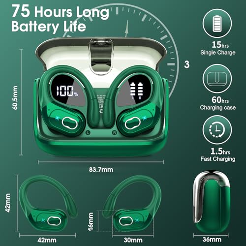 Wireless Earbuds Bluetooth 5.4 with Earhooks, IPX7 Waterproof P475856