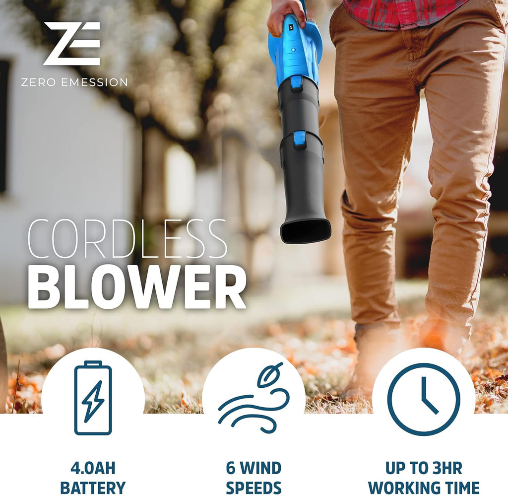 Cordless Leaf Blower 320 CFM 150 MPH with Battery and Charger Q8210