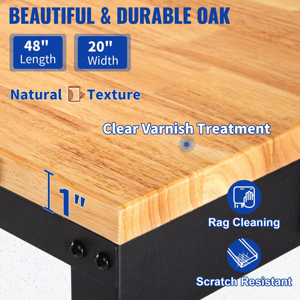 Adjustable Height Workbench, 48"L x 20"W, 2000 lbs Capacity H42094